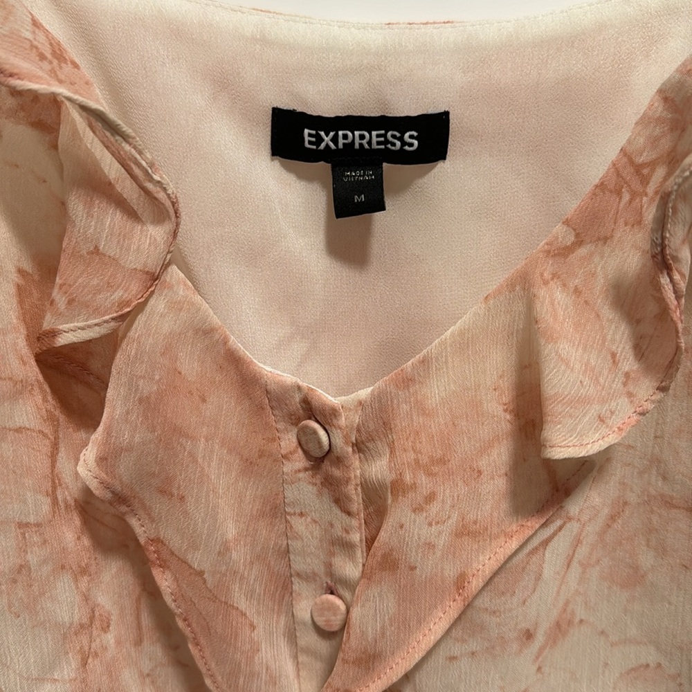 EXPRESS Floral Drawstring Tie Waist Ruffle Cami - Picture 3 of 4